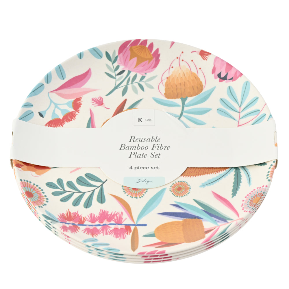 Indigo Series Bamboo Plate 4pk - SPRING NATIVE